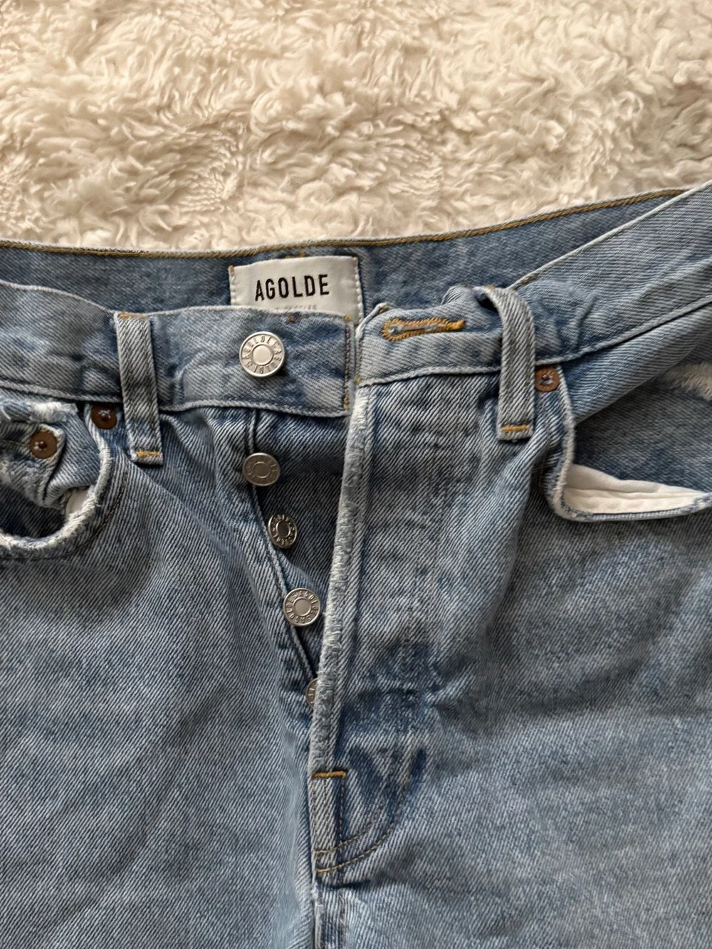 Agolde Parker long Distressed Denim Cutoff Shorts